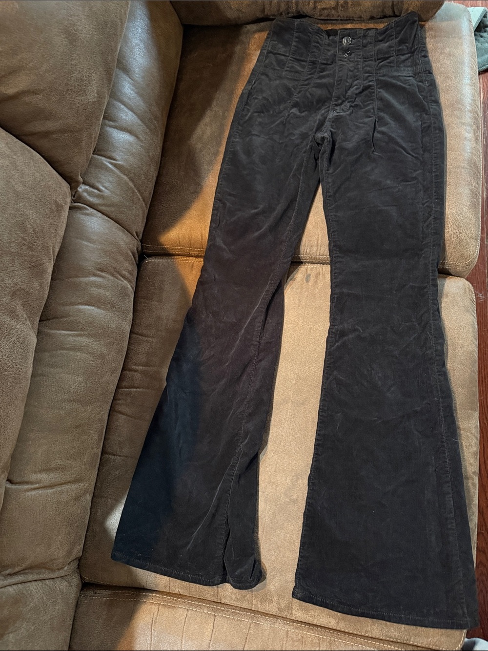 Free People Black High-Rise Flare Corduroy Jeans